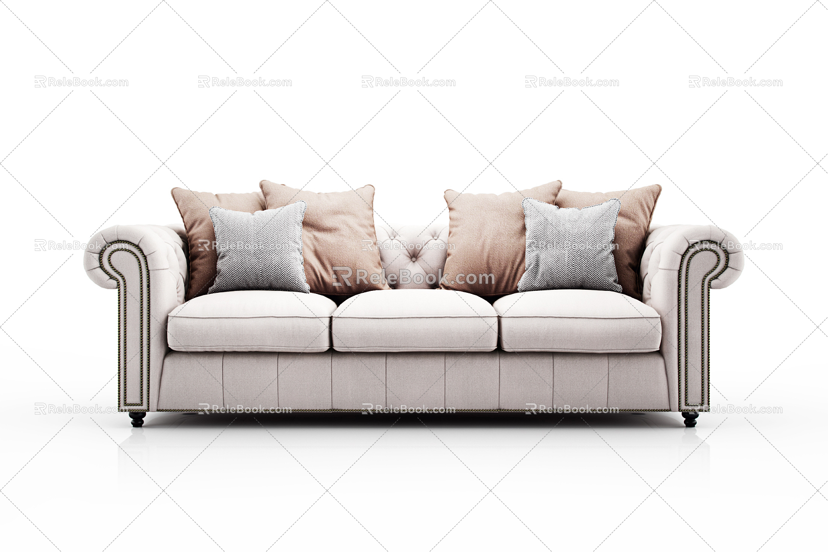 European-style three-seat sofa 3d model