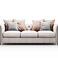 European-style three-seat sofa 3d model