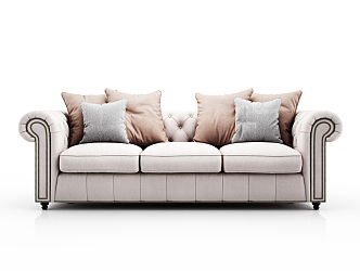 European-style three-seat sofa 3d model