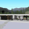 Modern Detached Villa Featuring Glass Walls Lake Reflection Mountain View And Green Trees