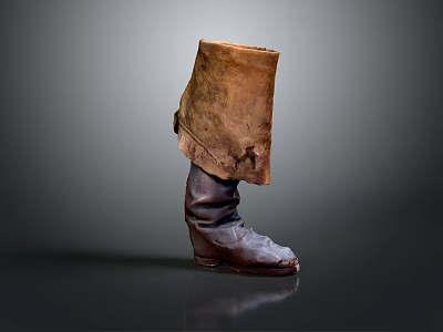 Vintage Leather Boots with Brown Leather Gaiters in Retro Style Gray Gradient Background 3d model
