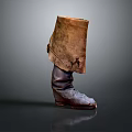 Vintage Leather Boots with Brown Leather Gaiters in Retro Style Gray Gradient Background