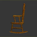 Traditional Wooden Rocking Chair In Orange With Curved Armrests And Slatted Backrest