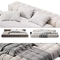 Modern Gray Velvet Double Bed With White Sheets And Cozy Blanket