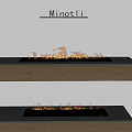 Modern Wooden Fireplace Design With Black Surface Wall Mounted And Floor Standing Flames