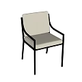 Modern Dining Chair With Green Metal Frame And Light Gray Padded Backrest