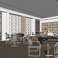 New Chinese Chess and Card Room Chess and Card Table and Chair Combination 3d model