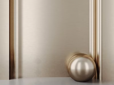 Golden Metallic Wall Panel Design With Smooth Texture And Decorative Sphere 3d model