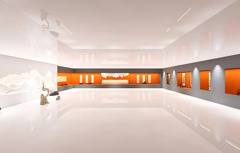 New Chinese Style Poetry and Painting Culture Publicity Exhibition Hall Painting Poetry Image Wall Painting Exhibition Hall Rockery Mountain Landscape Mountain Landscape Wall 3d model
