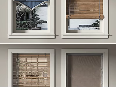 Different Window Blinds Styles On Multiple Home Windows For Interior Design 3d model