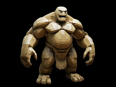 Game Role Game Monster Cartoon Stone Man Build Bio Block Stone Man 3d model