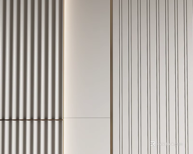 Minimalist Light Colored Background Wall With Vertical Striped Design For Interior Decor 3d model 
