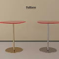 Two Modern Side Tables With Red Tabletop And Gold Silver Bases 3d model