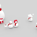 Cute Small And Large Snowmen With Red Scarves Hats And Gift Box Decor