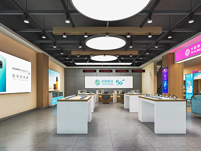 Modern Digital Store Interior Featuring Display Counters Electronic Products And Screens 3d model