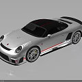 Silver Sports Car with Black Roof Red Stripe Sporty Design Sleek Body and Alloy Wheels