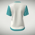 Casual White T shirt with Turquoise Short Sleeves and Palm Tree Graphic Design