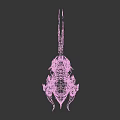 Game Movie Character Mythical Creature With Red Purple Skin Sharp Horns And Decorative Armor