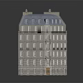 Cartoon Scene 3D Building Model With Multiple Floors And Classic Sloped Roof Design