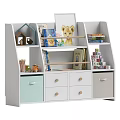 Kids Bed With Bookshelf Storage Drawers And Bins For Children's Room Toys And Books
