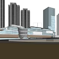 Modern Office Building Exterior With Glass Curtain Walls And Tall Buildings Surroundings