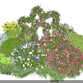 Colorful Flowering Shrubs With Yellow Pink Purple White And Blue Blooms In Garden Landscape