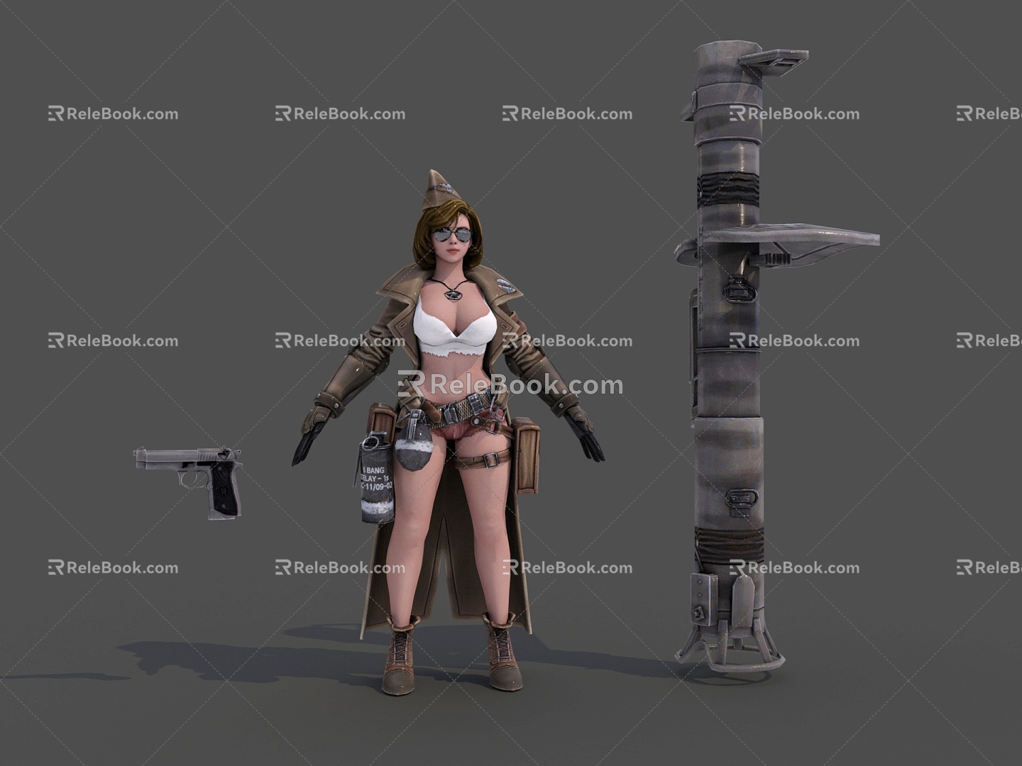 Gunner Beauty Police Officer Female Officer Female Military Woman Warlord Game Role 3d model