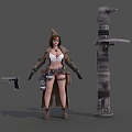 Gunner Beauty Police Officer Female Officer Female Military Woman Warlord Game Role 3d model