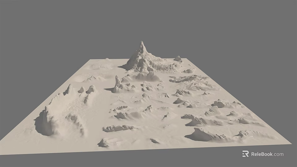 Realistic Garden Landscape Model Featuring Hilly Terrain And Textured Mountains 3d model 