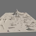 Realistic Garden Landscape Model Featuring Hilly Terrain And Textured Mountains