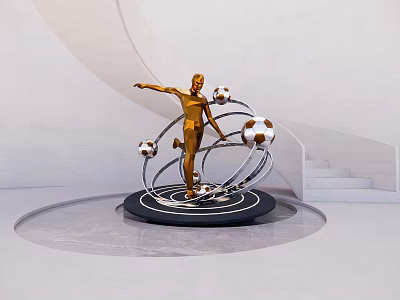 Modern Sculpture Football Theme Sculpture 3d model