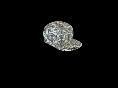 Stylish Floral Pattern Cap With White And Brown Design For Fashionable Look 3d model