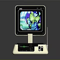 Vintage TF Electronic Device With Colorful Display Screen And Control Panel Buttons