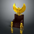 Intricate Golden Eagle Decor On Dark Wooden Chair With Lion Statues