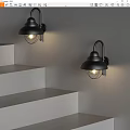 Black Metal Wall Sconces With Warm Light For Modern Staircase Decor 3d model