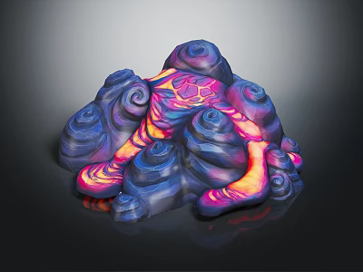 Colorful Spiral Terrain with Vibrant Purple Pink Orange Swirling Patterns and Artistic Texture 3d model