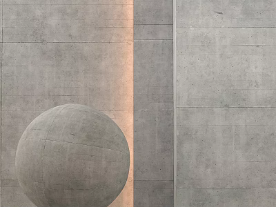 Textured Gray Concrete Wall Displaying Spherical Sculpture With Subtle Light Effect 3d model