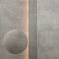 Textured Gray Concrete Wall Displaying Spherical Sculpture With Subtle Light Effect 3d model