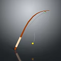 Household Fishing Rod With Brown Body White Handle Line And Yellow Ball
