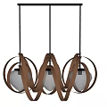 Modern Copper Circular Ring Chandelier With Three Glass Bulbs Contemporary Hanging Lighting Fixture Design