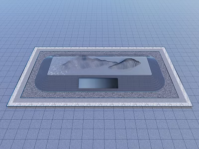 Square Water Fountain Design With Gray Border And Mountain Shaped Bottom Pool 3d model