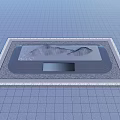 Square Water Fountain Design With Gray Border And Mountain Shaped Bottom Pool