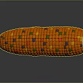 3D Rendered Colorful Corn Vegetable With Orange Green Block Pattern And Reflective Surface