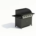 Black Outdoor Grill With Wheeled Cabinet Base Side Table And Control Panel 3d model