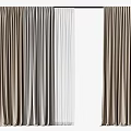 Elegant Beige Curtains With White Sheer Layer For Modern Home Decoration