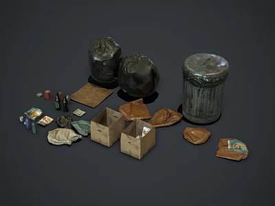Modern Life Waste Combination Modern Waste Barrel Plastic Bag Life Supplies Old Paper Box Wine Bottle Bag 3d model
