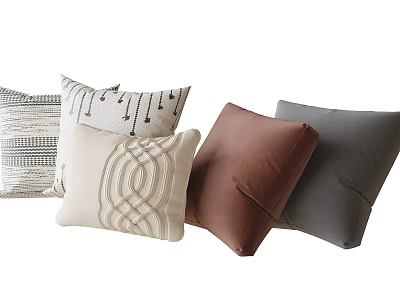 Modern Decorative Pillows With Geometric Patterns And Neutral Colors For Living Room 3d model