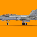 Gray Fighter Jet Model With Detailed Cockpit And Missiles On Orange Background