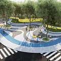 Park Landscape Featuring Lush Trees Sunlight Streaming And Yellow Containers With People Enjoying Outdoor Activities
