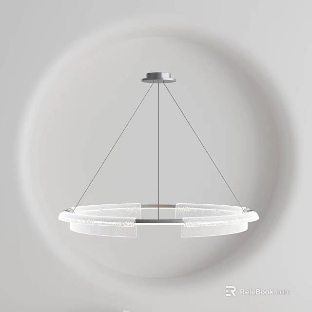 Minimalist Modern Ring Shaped Chandelier with Metal Frame and Transparent Design 3d model 